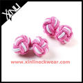 Pink&White Elastic Imported Silk Knot Custom Cufflinks